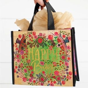 3/$15 NEW floral reusable holiday happy bag